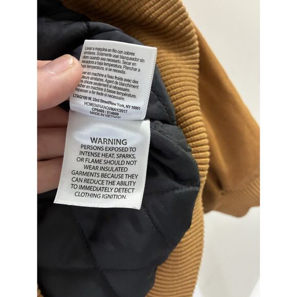 Carhartt Youth Brown Canvas Jacket Boys L 14/16 Quilted Hooded Work Coat - Picture 4 of 6